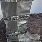 Calvin Klein  Hillary Tall Black Leather Stretch Buckle Boots Size 7.5 M Photo 0