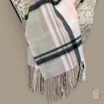 Soft Pink Gray Plaid Fringe Scarf Wrap | Softer Than Cashmere | Unisex Winter Photo 4