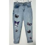 Sanrio Kuromi By Juniors Butterfly Mom Jeans High Rise Straight Leg Jeans Size 7 Photo 3