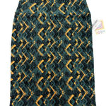 LuLaRoe Skirt Womens L Green Yellow Cassie Straight Midi Geometric Stretch NWT Photo 0
