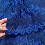 Free People  Simone Blue Crochet Mini Dress With Lace Bell Sleeves Size Small Photo 14