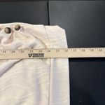 Womens Large Peach Textured Sweatshirt Top Side Buttons Long Sleeve Preppy Photo 4