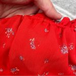 Urban Outfitters  Red Ditsy Floral Milkmaid Puff Sleeve Cottagecore Mini Dress L Photo 7