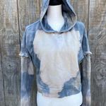 Guess Cropped Blue Tie Dye Hooded Pull Over Size S Photo 12