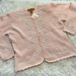 Vintage Eve Tyler Pink Pearl Beaded Sweater Cardigan Button Up Size Large Photo 12
