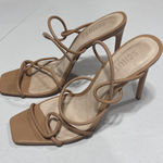 Schutz  Women's Sz 9B Beige Nude Strappy Stiletto Heels Gabielle Sandals Glam Photo 0