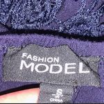 Navy Blue Lace Tassel Lace Up Off The Shoulder Top Small Photo 8