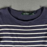 Lauren Ralph Lauren Dress Womens Large Navy White Striped 3/4 Sleeve Boatneck Blue Photo 2