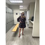 Hofmann Copenhagen Black Purple Printed 100% Silk Long Sleeve Mini Dress Size S Photo 9