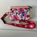 Lilly Pulitzer  Wristlet Lanyard Small Purse Blue Pink Floral Gold Zip Pouch Photo 2