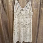 Aerie Party Coverup Knit Crochet Sheer Ivory Mini Dress XL NWT Photo 5