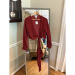 Urban Outfitters  Red Gingham Wrap Shirt Women Medium NWT Photo 2