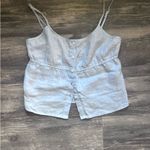 Brandy Melville Blue Button-Up Linen Camisole Tank Blouse Size Small Photo 8