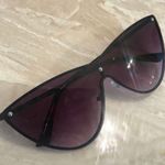 Oversize rimless Black mirror cat eye sunglasses Photo 2