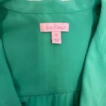 Lilly Pulitzer XS Teal Silk Blouse - 100% Silk with Green Gemstone Buttons Photo 4