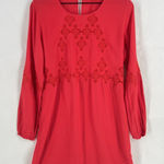 Gianni Bini Mini Dress Womens XS Red Viscose Lace Cutout Detail Keyhole Back Photo 0