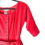 Vintage 1950s Lanz Heart Print Fit & Flare Circle Skirt Dress Size Small Red Photo 1