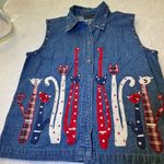 New Directions Blue Cat Pattern Vest size L Size L Photo 2
