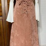 Gianni Bini Baked Pink Suede Lace Up Skirt Photo 0