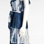 Crown & Ivy Blue & White Tie Due Surplice Flutter Sleeve Midi Dress Size Medium Photo 2