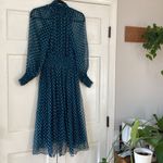 Zimmermann MONCUR SHIRRED POLKA-DOT CREPON MIDI DRESS IN TEAL SLIP DRESS Size 0 Photo 6