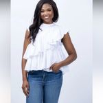 Cinq a Sept Elegant White Ruffle Top Size XL Photo 2