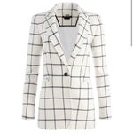 Alice + Olivia Breann Padded Shoulder Blazer Sz 12 Window Pane Plaid White Photo 1