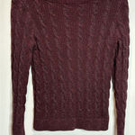 Ralph Lauren Lauren  Black Label Sweater Boat Neck Burgundy Cable Knit Sz,Medium Photo 0