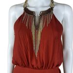 H&M Maxi Dress Gold Metal Chain Neckline Photo 8