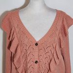 LC Lauren Conrad Lauren Conrad Pink Ruffle Pointelle Cardigan NWT Size XL Pink Cardigan Photo 2