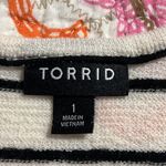 Torrid  size 1 striped black off white striped button down front short sleeve top Photo 2