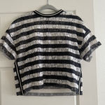 ZARA  Lace Striped Whimsigoth Flower Pattern Short Sleeve Top Size Small Photo 0