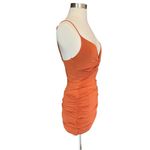 Better Be Ruched Body-con Plunge Mini Dress In Burnt Orange Photo 4
