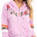 Wildfox Pink Floral Oversized Theo Zip Up Hoodie Photo 0