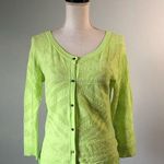 American Eagle  | Neon Green Lightweight Button Cardigan Sweater Photo 0
