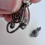 Vintage Sterling Silver Amethyst Orchid Feather Southwestern Drop Earrings Estat Photo 6