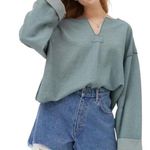Urban Outfitters Jax Inside Out Notch Neck Oversized Top Casual Teal Green XS Photo 0