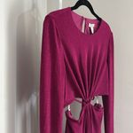 Monique Lhuillier ML by Elegant Purple Metallic Knit Long Sleeve Dress Size 10 Photo 8