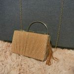 Gold Glitter Clutch Purse with Crossbody Chain and Handle Photo 2