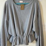 Hailey & Co. Hailey & Company grey ribbed sparkle long sleeve sweater cinched waist Large Photo 1
