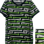 LuLaRoe  Halloween Fall Liv T-Shirt Women's 2XL Neon Green & White Bones Festive Photo 0