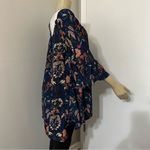 Umgee  Floral Boho Navy Tunic Top Mini Dress Size Small Sheer lace Cutout Photo 3