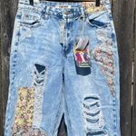 Francesca’s Vintage Almost Famous Harper Heritage Patchwork Acid Wash Jeans NWT Blue Size undefined Photo 3
