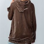 Essue  Women’s Paris full zip  Hooded Toffee Velvet Jacket Brow /Cream Medium Photo 2