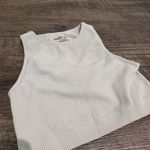 Garage ribbed high neck crop top in beige/cream Photo 3