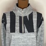 PINK - Victoria's Secret Pink Victoria’s Secret spell out logo quarter zip sweatshirt grey and black sz M Photo 5