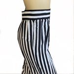 VINTAGE 1980'S MISTY LANE BLACK & WHITE STRIPE WIDE LEG HIGH WAIST TROUSERS (6) Photo 5