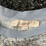 LOFT Women's Small Oversized Short Blue White Textured Top Sweatshirt Photo 2