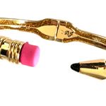 Betsey Johnson Pencil Hinged Bangle Cuff Bracelet Gold Pink Photo 2
