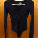 Hollister  Black Ruched Tie Front Bodysuit Photo 0